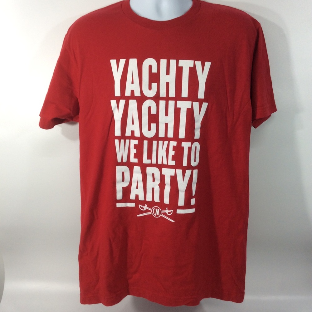 Captain Morgan Large  Yachty Yachty We Like To Party T-Shirt Red And White